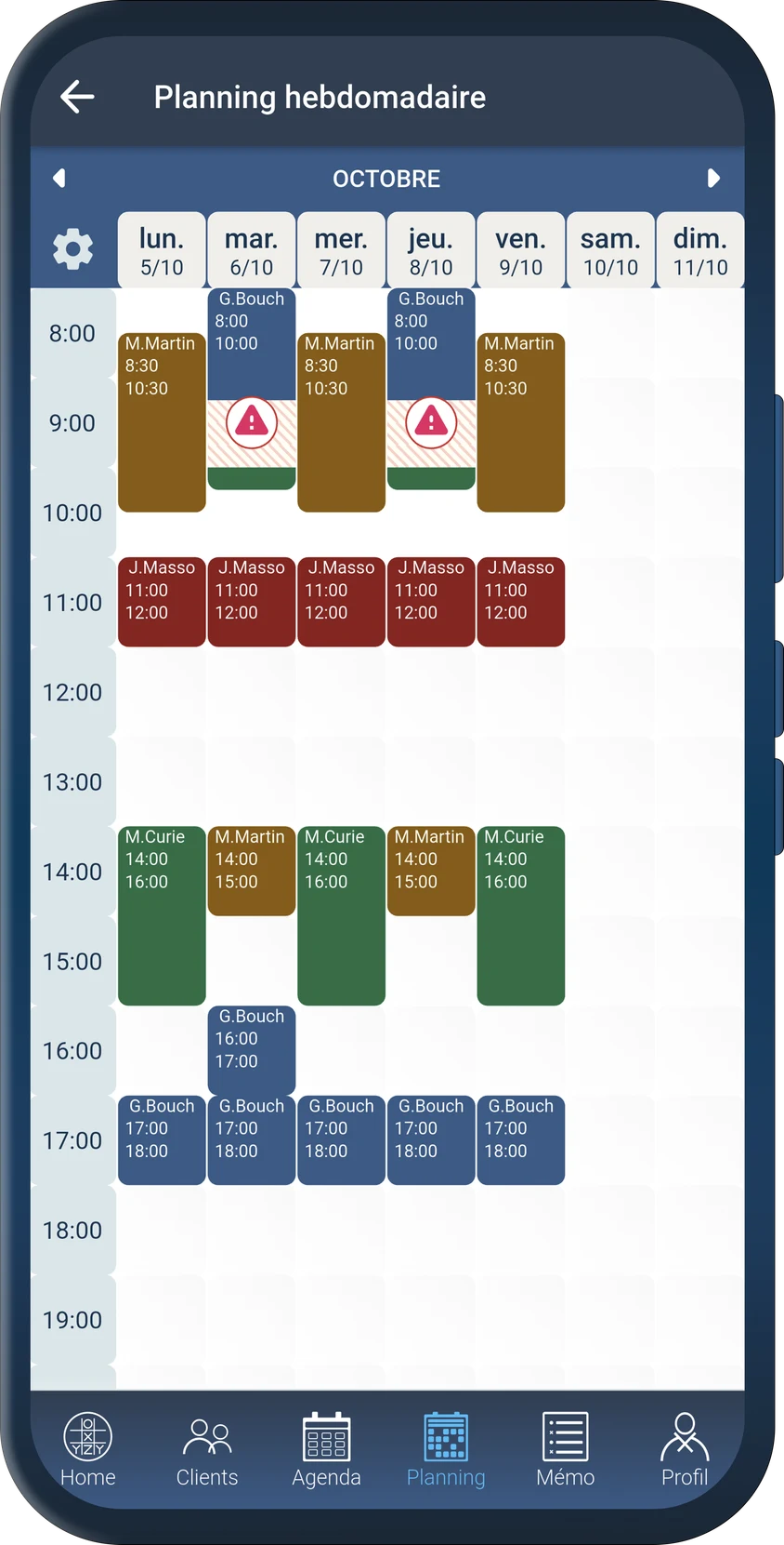 Planning hebdomadaire OXYZY